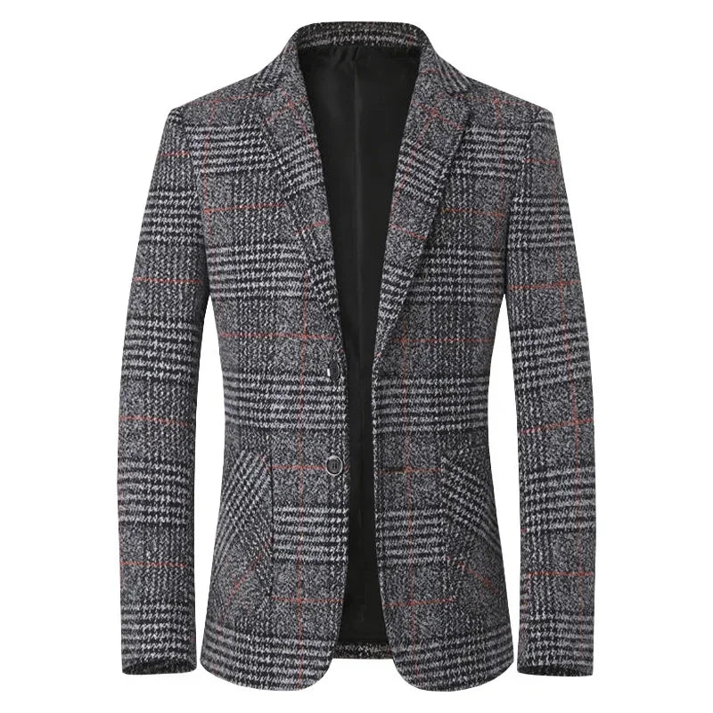Men Plaid Blazers Suits Jackets New Spring Autumn Male Korean Design Blazers Coats Business Casual Slim Fit Blazers Men Clothing