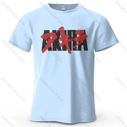 Akira Japanese Font Printed Men's T-Shirt 100% Cotton Oversized Classic Graphic Tees for Women Tops Tees Streetwear