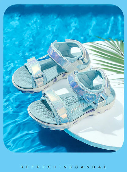 Princess Girls' LED Sandals Children's Toddler Sports Beach Pink blue Girls' Soft Shining Shoes Outdoor Soft  Anti-Slip LED Shoe