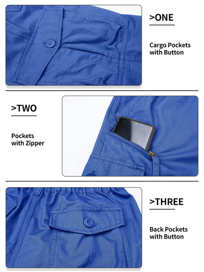 Below Knee Length 3/4 Long Shorts Men's Outdoor Capri Pants Multi Pocket Summer Twill Work Cargo Pants Man