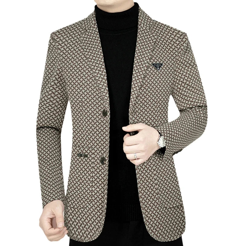 2026 Spring New Men's Blazer Business Casual Suit Jacket Middle Aged Male Fashion Office Wear Outerwear Top
