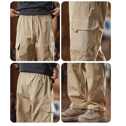 New in Tall Men Cargo Pants Elastic Waist Extra Long Length 115cm Male Waterproof Trousers Lengthened Slim Thin Leg 190cm 200 Cm