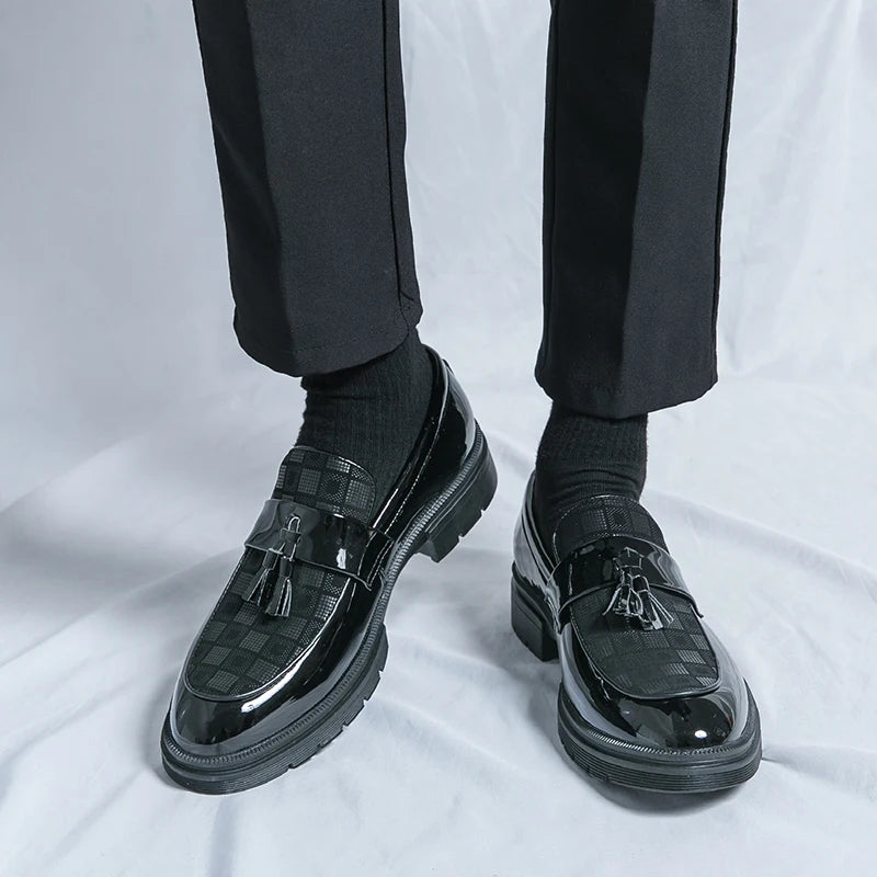 Leather Men Casual Black Tassel Loafers Handmade Soft Leisure Shoes Breathable Slip-On Comfortable for Drive Footwear Moccasins