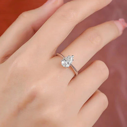 2.0ct Water Drop Cut Moissanite S925 Sterling Silver Pear Cut Diamond Wedding Rings for Women Engagement Promise Band