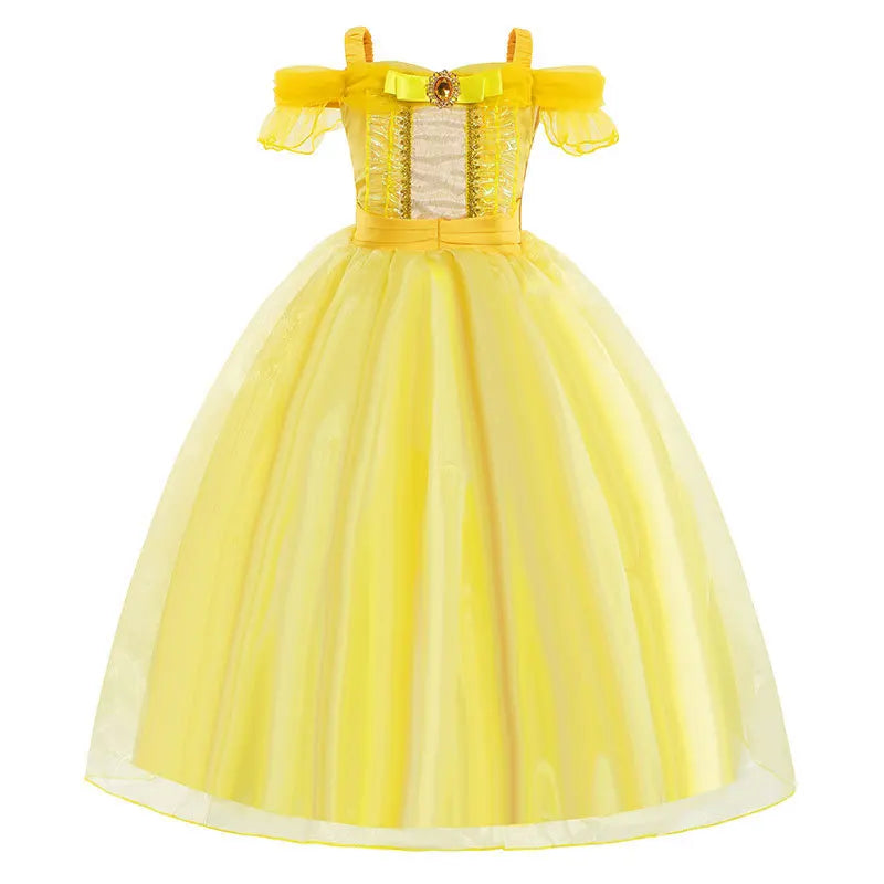 Kids Belle Costume Girl Halloween Princess Cosplay Party Dress Children Birthday Clothes Carnival Fancy Dress