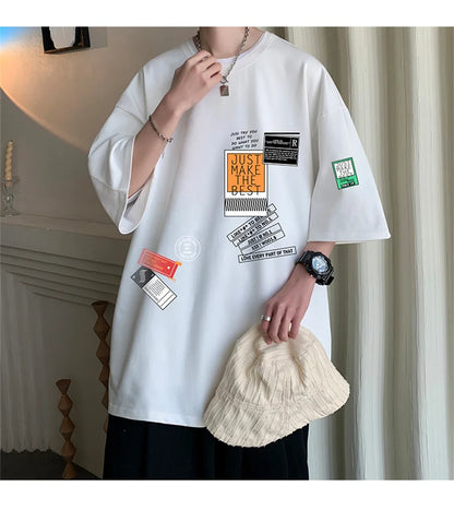 Men's Cotton T-shirts White Mens Oversized T Shirt Summer Casual Wear Letter Print Tee Shirts Fashion for Men 5XL Male Clothes