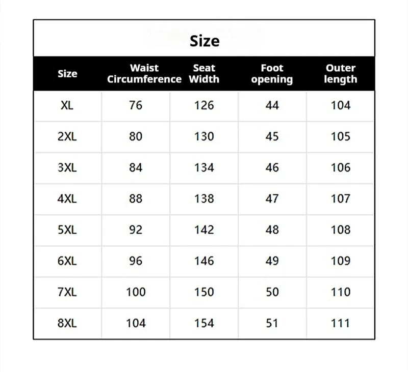 Men's Summer Workwear Pants Plus Size Loose Straight Leg Casual Trousers XL-8XL Big and Tall Large Summer Pants Asian Size