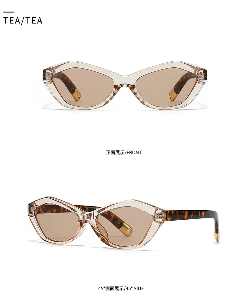 Fashion UV400 Cat Eye Sunglasses for Women Outdoor Stylish Retro Eyewear with Unique Temple Design Sun Glasses Gafas De Sol