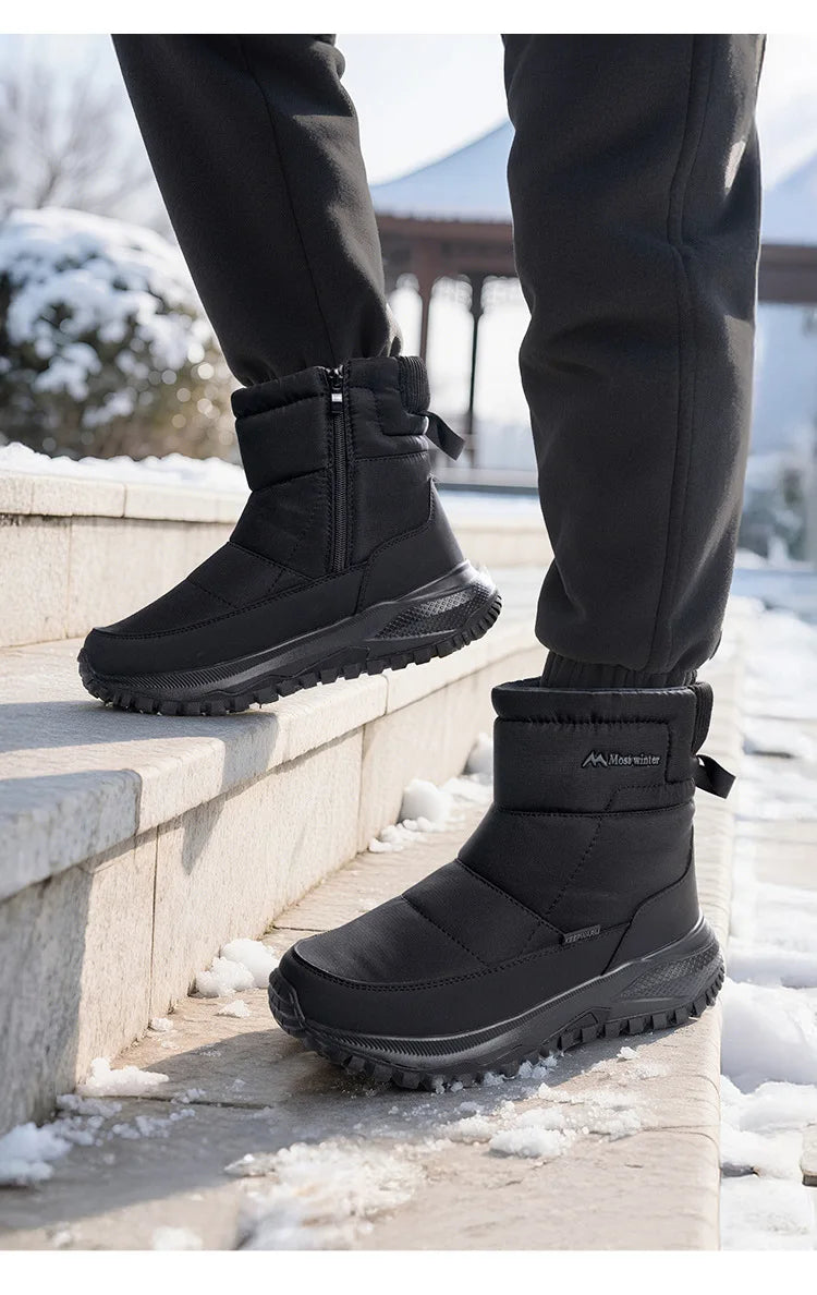 Brand Winter Sneakers Men's Boots Thick Plush Warm Men's Snow Boots Soft Non-Slip Men Ankle Boots Outdoor Waterproof Men's Boots