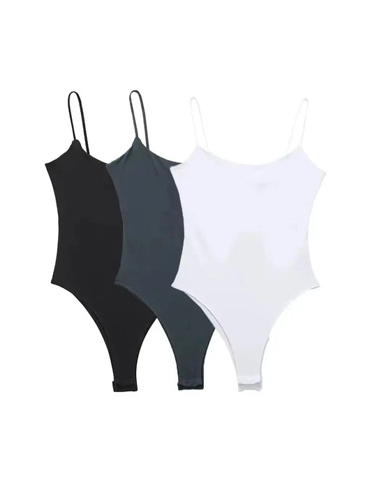 Skinny Bodysuits for Women, Backless, Thin Straps, Snap-button, Female Playsuits, Sexy Fashion