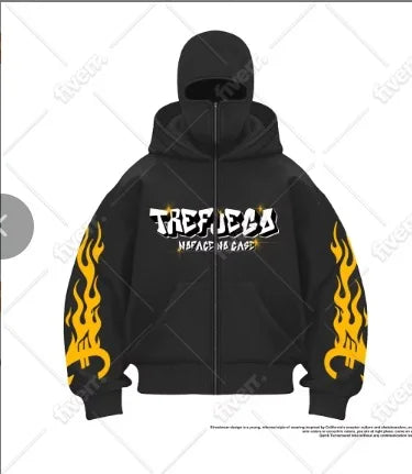 Ninja jacket 2025 new model hot sale upper and lower double-head zipper POG GHB print niche design new model