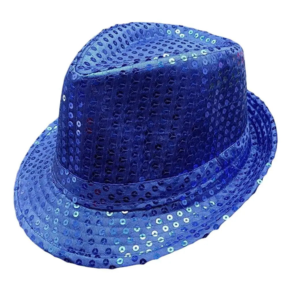 Durable Sequins Jazz Hat Masquerade Shiny Panama Cap Stage Cosplay Dance Performance Hat Holiday