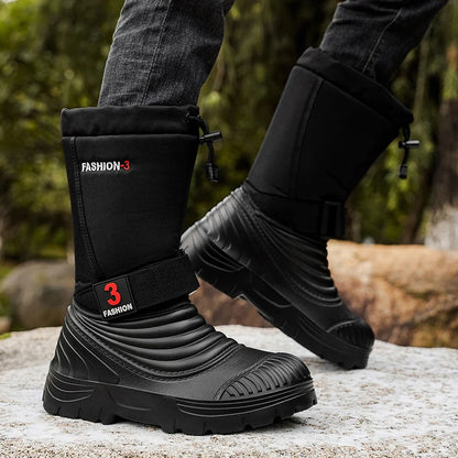 Men's New Snow Boots for Autumn and Winter, Fleece-Lined and Thickened, Cold-Proof, Outdoor Warm, Waterproof, Anti-Skiing, Hiking Boots