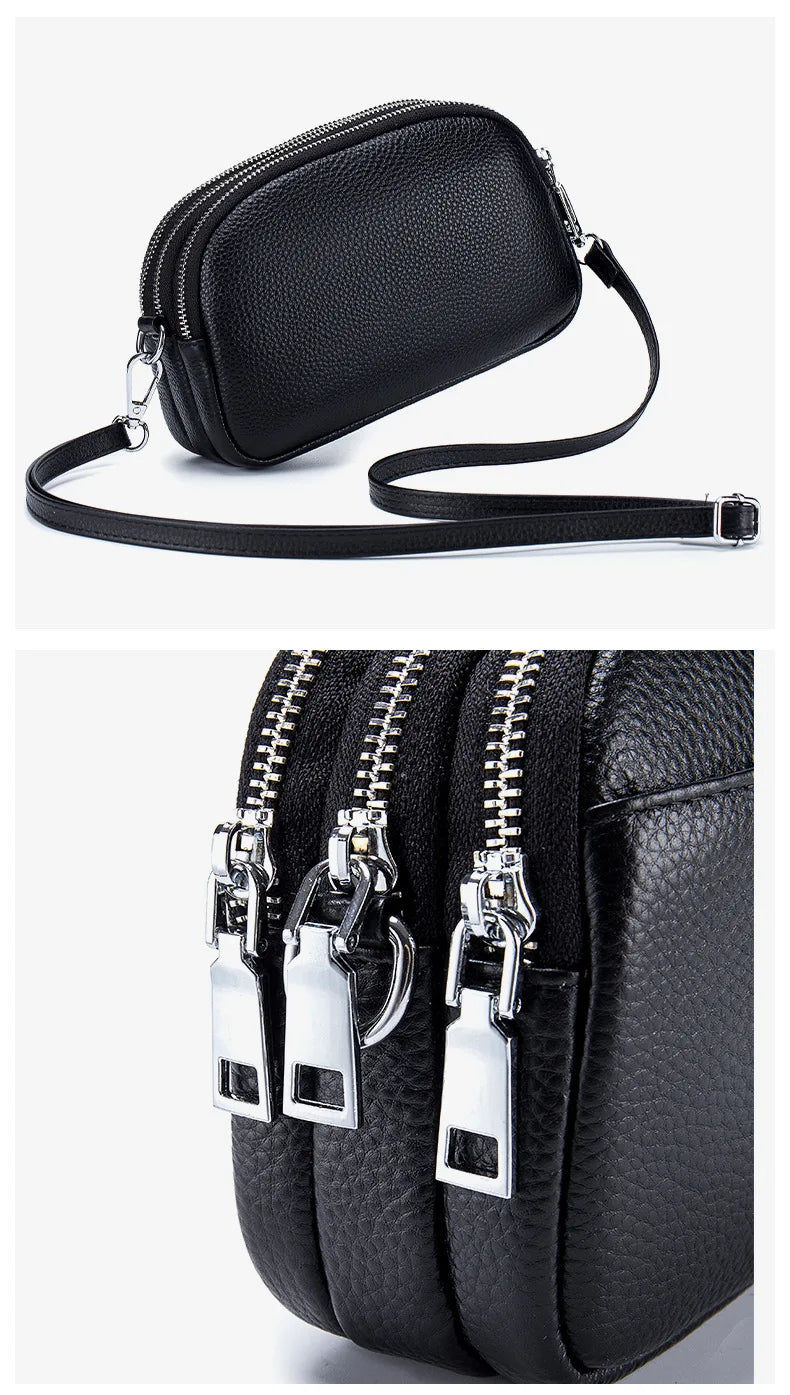 Genuine Leather One Shoulder Bag Women Casual Crossbody Bag Designer Small Handbag Lipstick Key Phone Pouch Case For Female