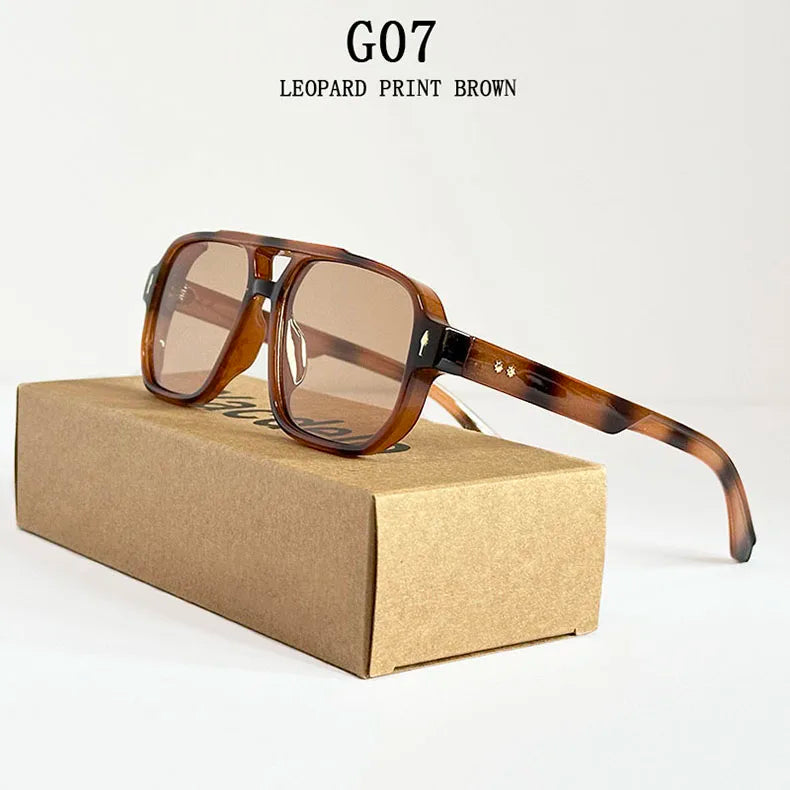 Square Sunglass Men Retro Vacation Yellow Sunglasses Women Trendy Vintage Fashion Glasses Luxury Gafas De Sol Hombre Zonnebril