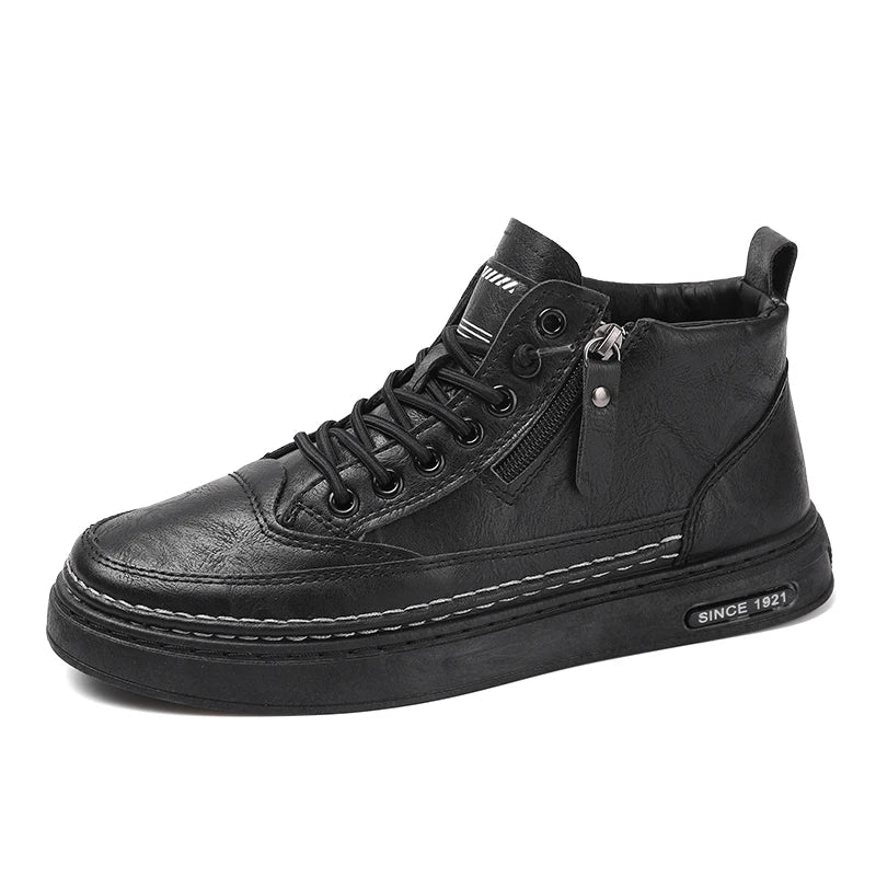 Men's boots autumn and winter warm plush outdoor casual boots workwear boots fashion versatile soft soled comfort leather boots