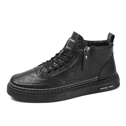 Men's boots autumn and winter warm plush outdoor casual boots workwear boots fashion versatile soft soled comfort leather boots