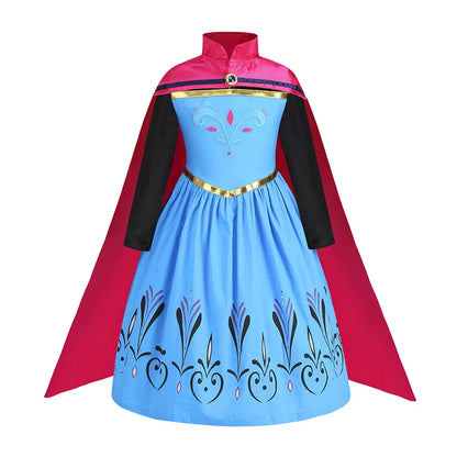 Elsa Anna Snow Queen Princess Dress for Girls Birthday Halloween Christmas Carnival Cosplay Outfit Kids 2-8Y Vestido