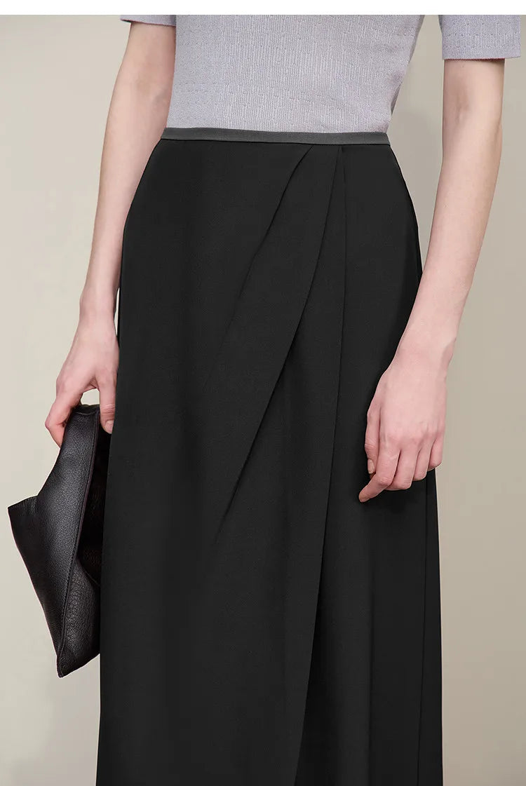 Women's Skirt 2026 Summer New Solid Color Wrinkle-Resistant Elegant Office Versatile Long Pleated Skirt For Women 12622145