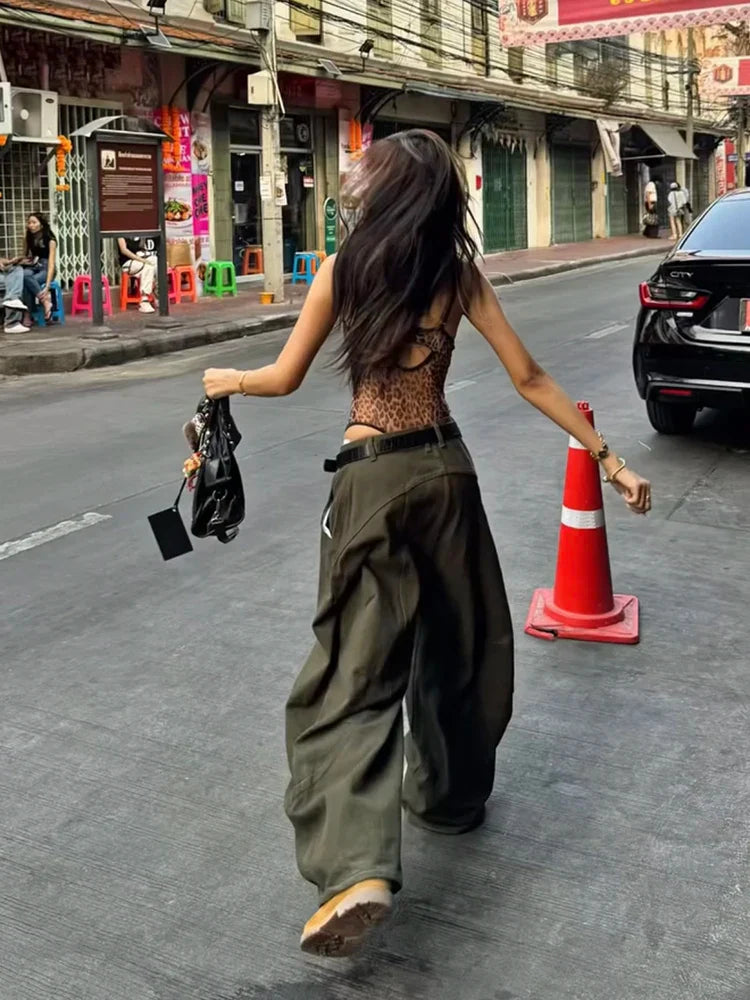 Boyfriend Barrel Jeans Women Men Vintage Patchwork Seam Low Rise Extra-wide Leg Pants Long Trousers Hip Hop Streetwear