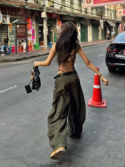 Boyfriend Barrel Jeans Women Men Vintage Patchwork Seam Low Rise Extra-wide Leg Pants Long Trousers Hip Hop Streetwear