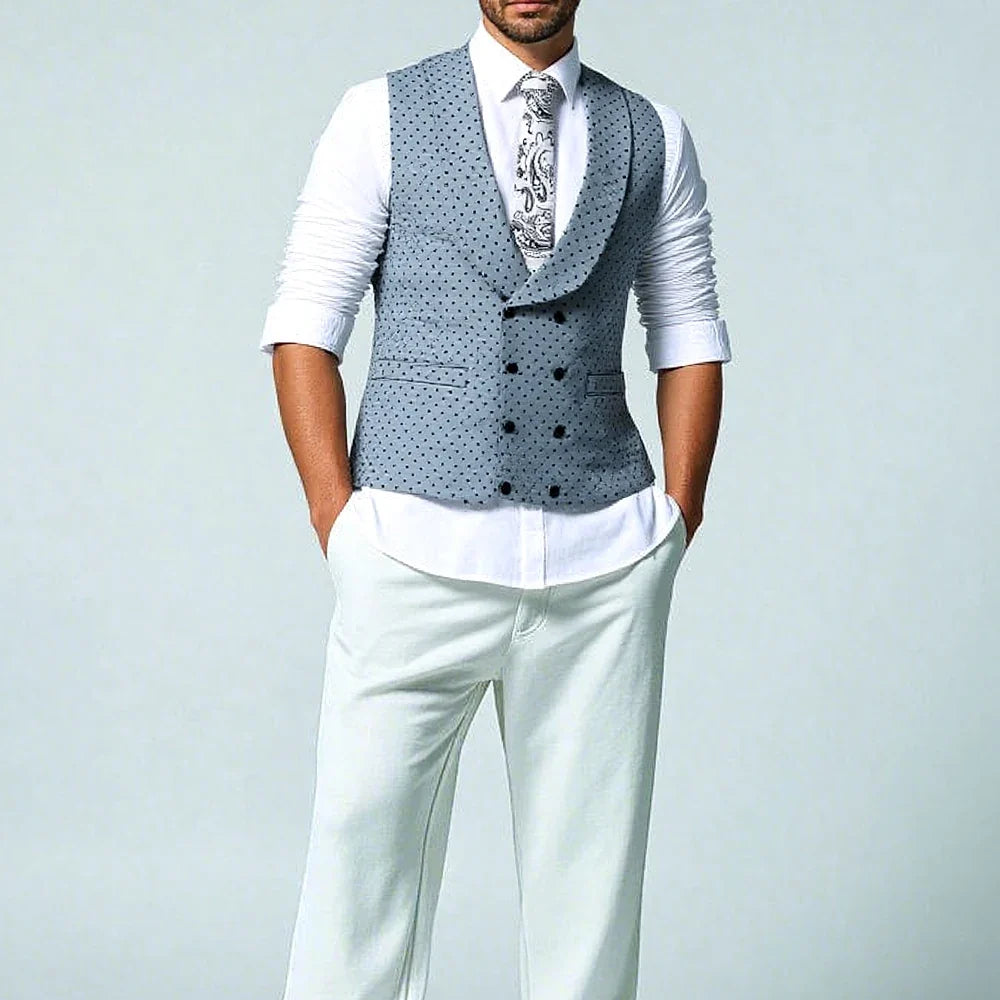 Men's Suit Formal Neck Square wave point leisure  Casual Waistcoat Formal Business Grey Navy Vest Groomman For Wedding Evening