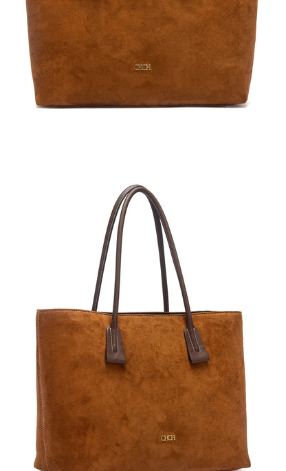 Women's Tote Bag 2026 Spring Brown Anti Velvet Large Capacity Handbag Commuter Women's Bag