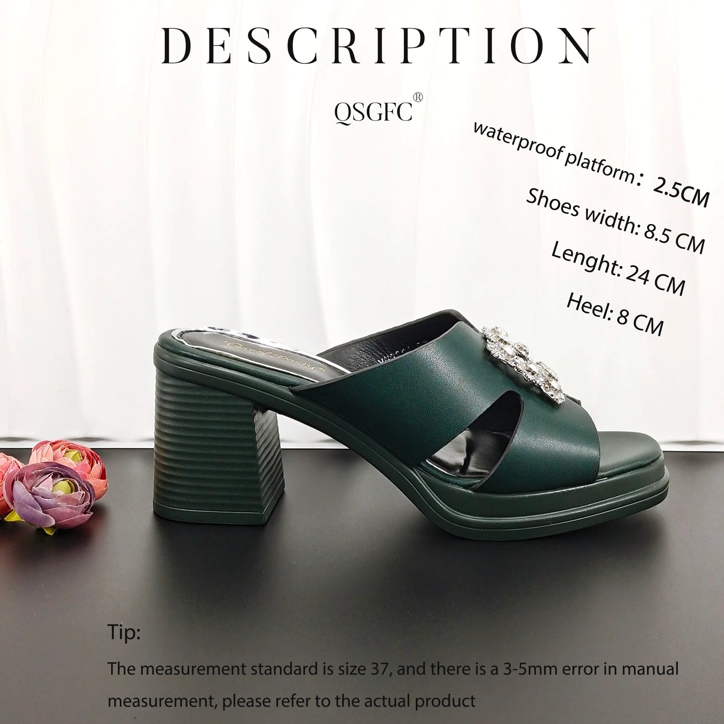 African Fashion Women's DK.Green Sandals With Square Fine Clutch Bag Italian Design Casual Style Shoes And Bag Set