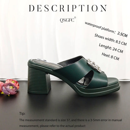 African Fashion Women's DK.Green Sandals With Square Fine Clutch Bag Italian Design Casual Style Shoes And Bag Set