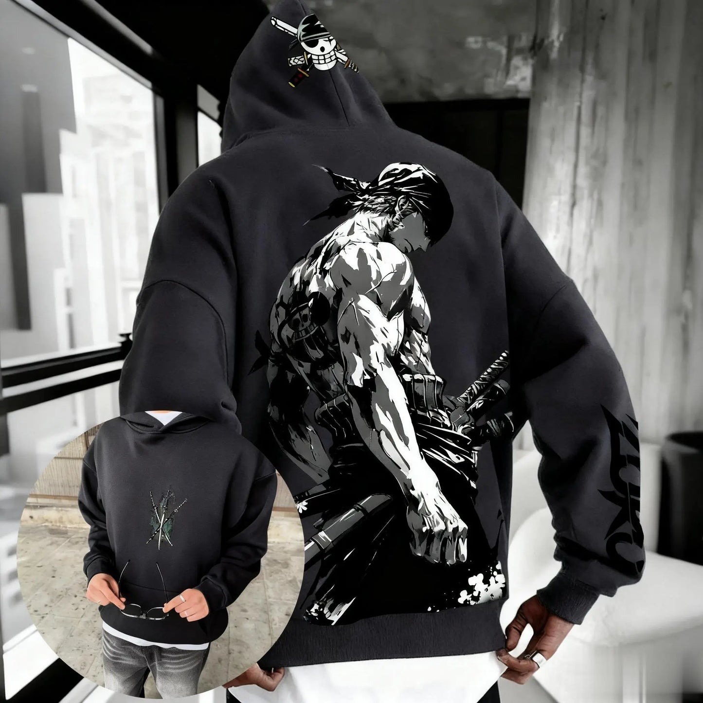 Unisex One Piece Zoro Anime Hoodie Winter New Pullover Men Women Streetwear Oversized Loose Casual Y2k Top Sweatshirt Winter New