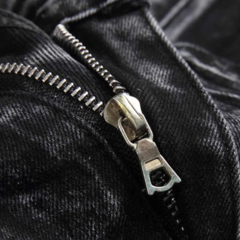 2025 Four Seasons New Retro Punk High Street Trendy Black Washed Outdated Slimming and Outdated Willow Nail Men's Jeans