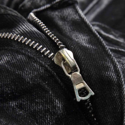 2025 Four Seasons New Retro Punk High Street Trendy Black Washed Outdated Slimming and Outdated Willow Nail Men's Jeans