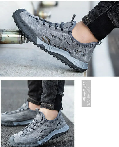 protective work shoes for summer mesh breathable sneakers lightweight safety shoes industrial working boots with plastic toe