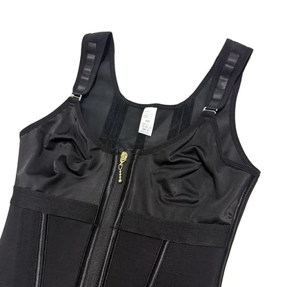 Shapewear Women Fajas Waist Trainer Tummy Control Vest Body Shaper 17 Steel Bones 3-Row Hooks Zipper Adjustable Strap