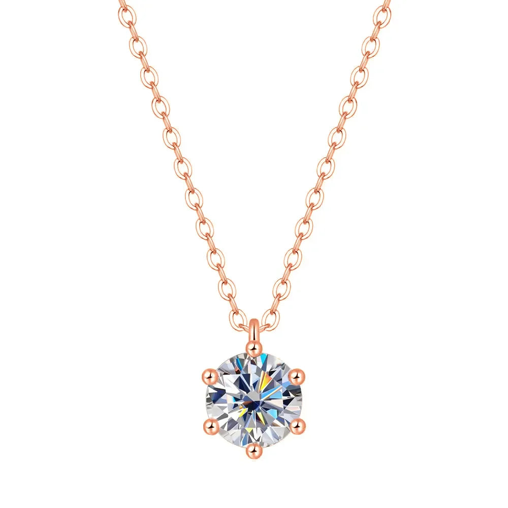 1 2 Carat Real Moissanite Pendant Necklace For Women 6 Prong 100% 925 Sterling Silver Wedding Party Bridal Fine Jewelry