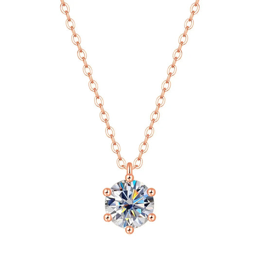 1 2 Carat Real Moissanite Pendant Necklace For Women 6 Prong 100% 925 Sterling Silver Wedding Party Bridal Fine Jewelry
