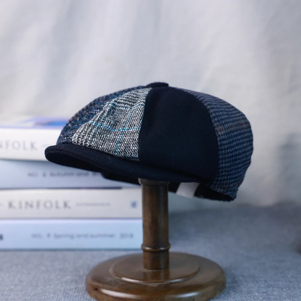 Spring Autumn Winter Men Classic Splicing Octagonal Hats Retro British Newsboy Cap Gatsby Woman Men Beret Caps  005