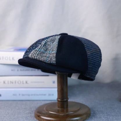 Spring Autumn Winter Men Classic Splicing Octagonal Hats Retro British Newsboy Cap Gatsby Woman Men Beret Caps  005