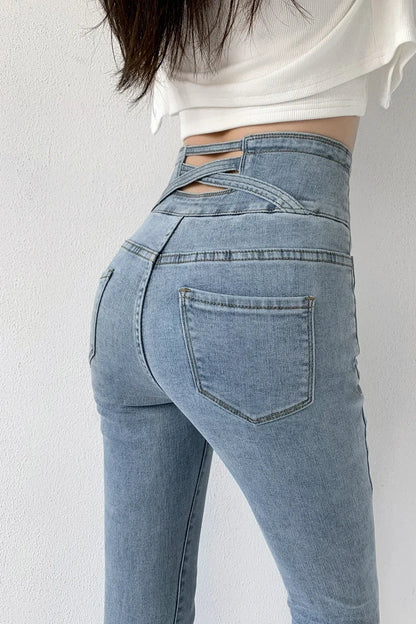 Skinny Pencil Y2K Jeans Four Buttons Vintage High Waist Women Slim Stretch Denim Pants Tight Trousers 2025 Women's Denim Pants