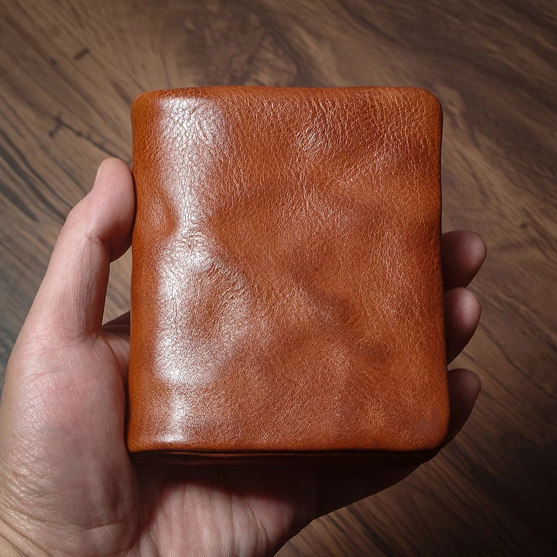 Luxury Genuine Leather Small Lightweight Bifold Wallet Men Women Money Clip Credit Card Holder with Hidden Zipper Pocket