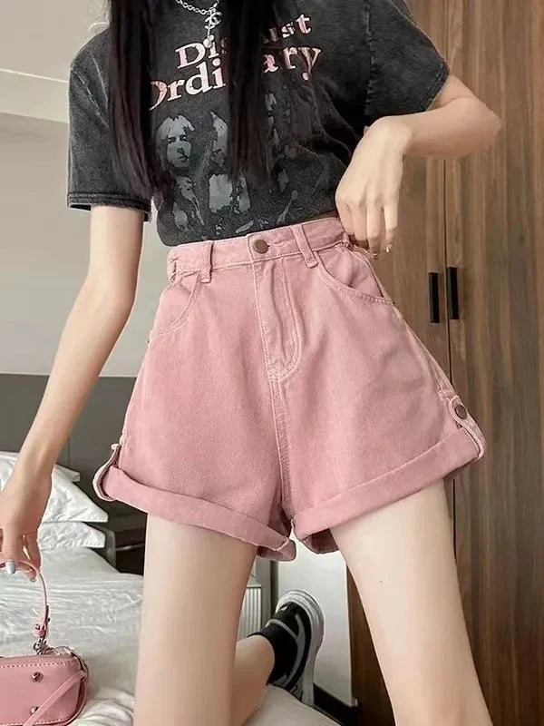 Y2K High Waist A-Line Loose Wide Leg Plus Size Shorts Women's Summer Denim Skirt Shorts Micro Trendy Slimming Hot Pants