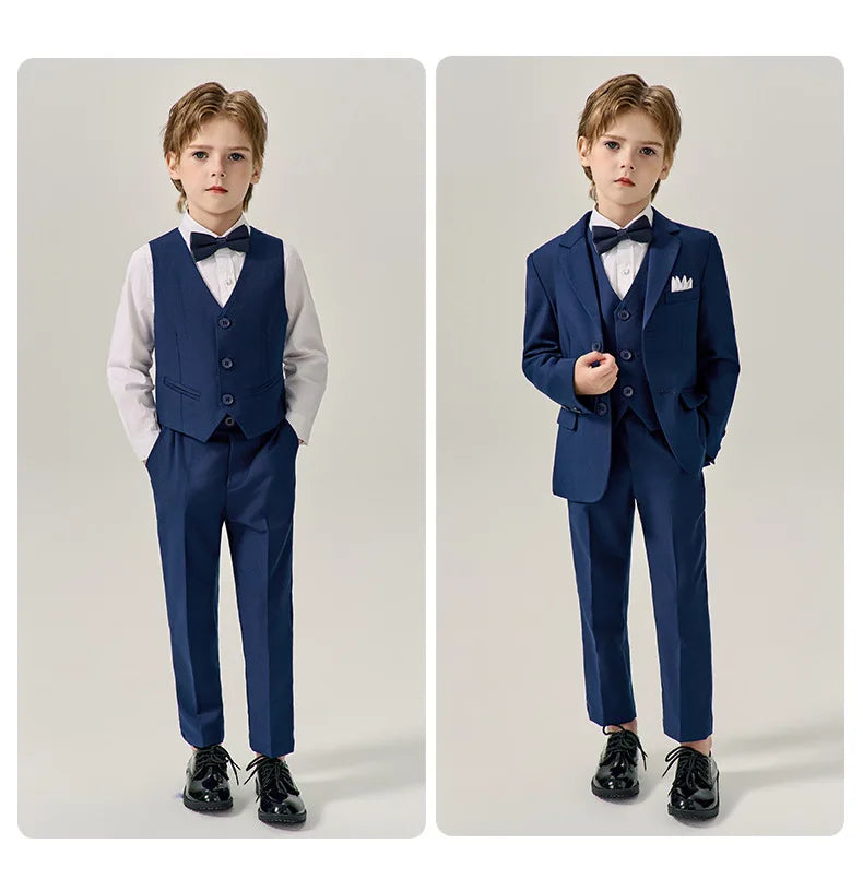 Prince Kids Purple Jakcet Vest Pants Bowtie Piano Party Dress Boys Wedding Ceremony Photograph Suit Children Performance Costume