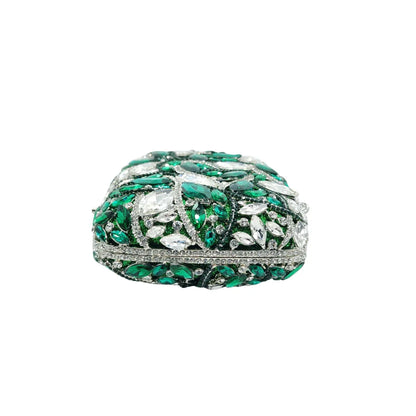 Exquisite New Wallet Luxury Handmade Clutch Women's Crystal Purse Green Silver Diamond Evening Bag