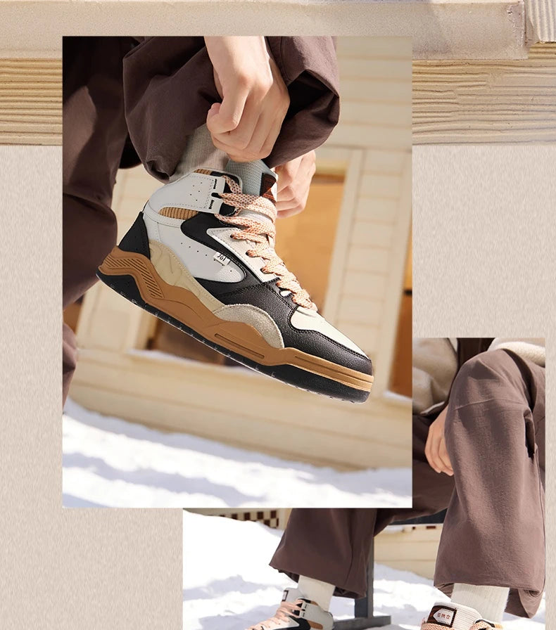 Men's Plus Velvet Skateboard Shoes New Classic Retro High-top Warm Wear-resistant Soft Male Sneakers 672436622A