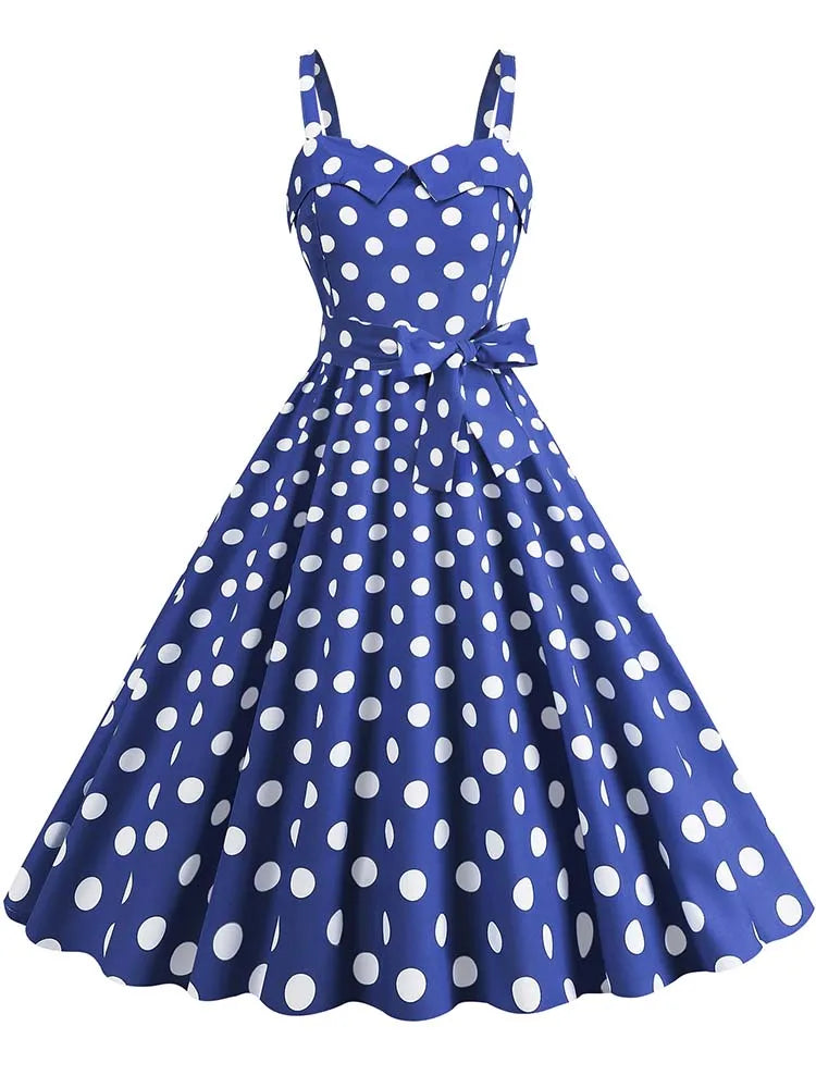 Spaghetti Strap Pink Plaid Dress Women Summer Elegant Vintage 50s Rockabilly Swing Party Dress
