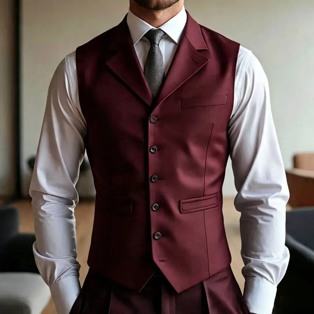 Men Vest Dark Blue With Lapel Single Button Waistcoat For Wedding Groom Banquet Business Work Office Casual Daily Men Suit Vest