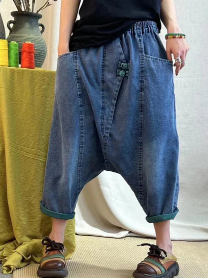 2025 Summer Ladies Chinese Loose Cross Pants Womens Luxury Casual Harajuku Jeans Ladies Classic Vintage Denim Trousers
