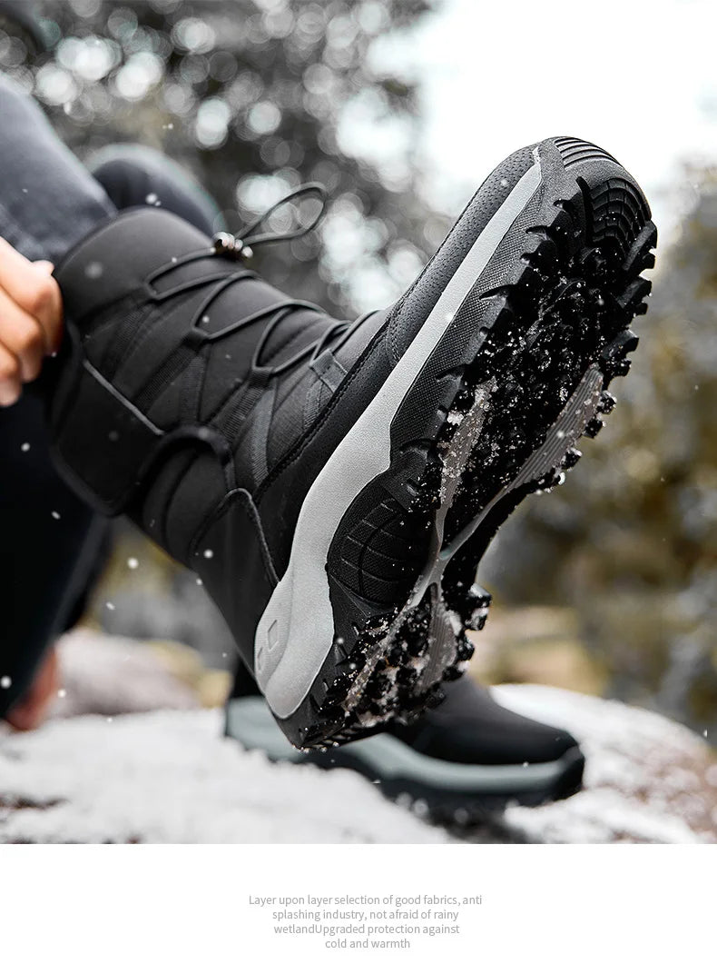 New Winter Men's Shoes Warm Plush Men's Boots High Top Couple Snow Boots Winter Outdoor Anti-Slip Ankle Boots Work Casual Boots