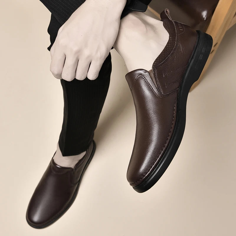 Genuine Leather for Men Business Shoes Stylish Male Comfortable Flats All-match Male Driving Shoes Classic Men Shoes for Wedding