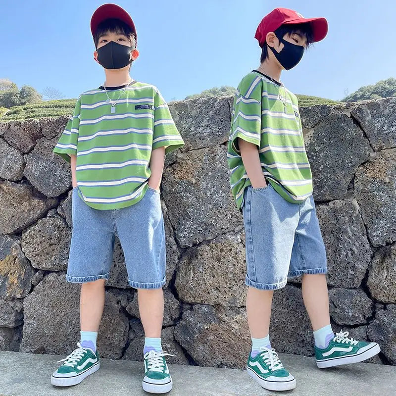 8 To 10 Year Old Boy Clothes Kids Set Junior Boys' Summer Clothing Children's Outfit 2025 Baby Boy's From 4 Years Shorts T-shirt